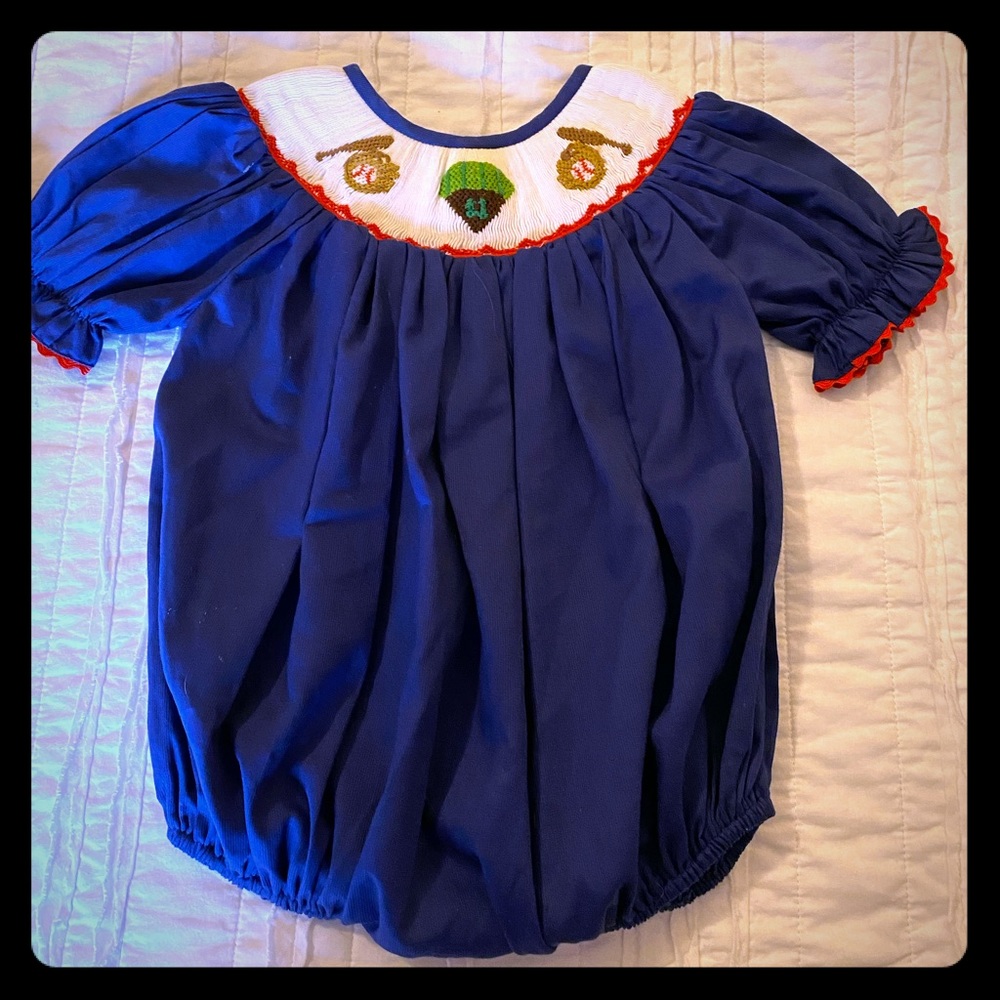 Five Little Monkeys smocked Baseball bubble 12m